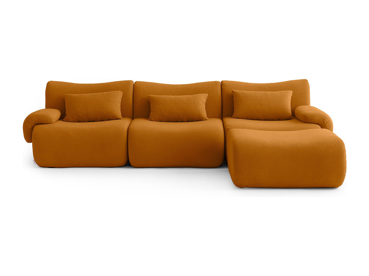 Méridienne pour canapé modulable 3 places marron tissu