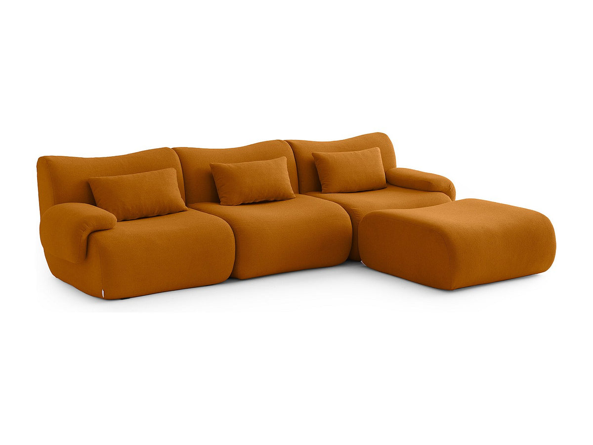 Méridienne pour canapé modulable 3 places marron tissu