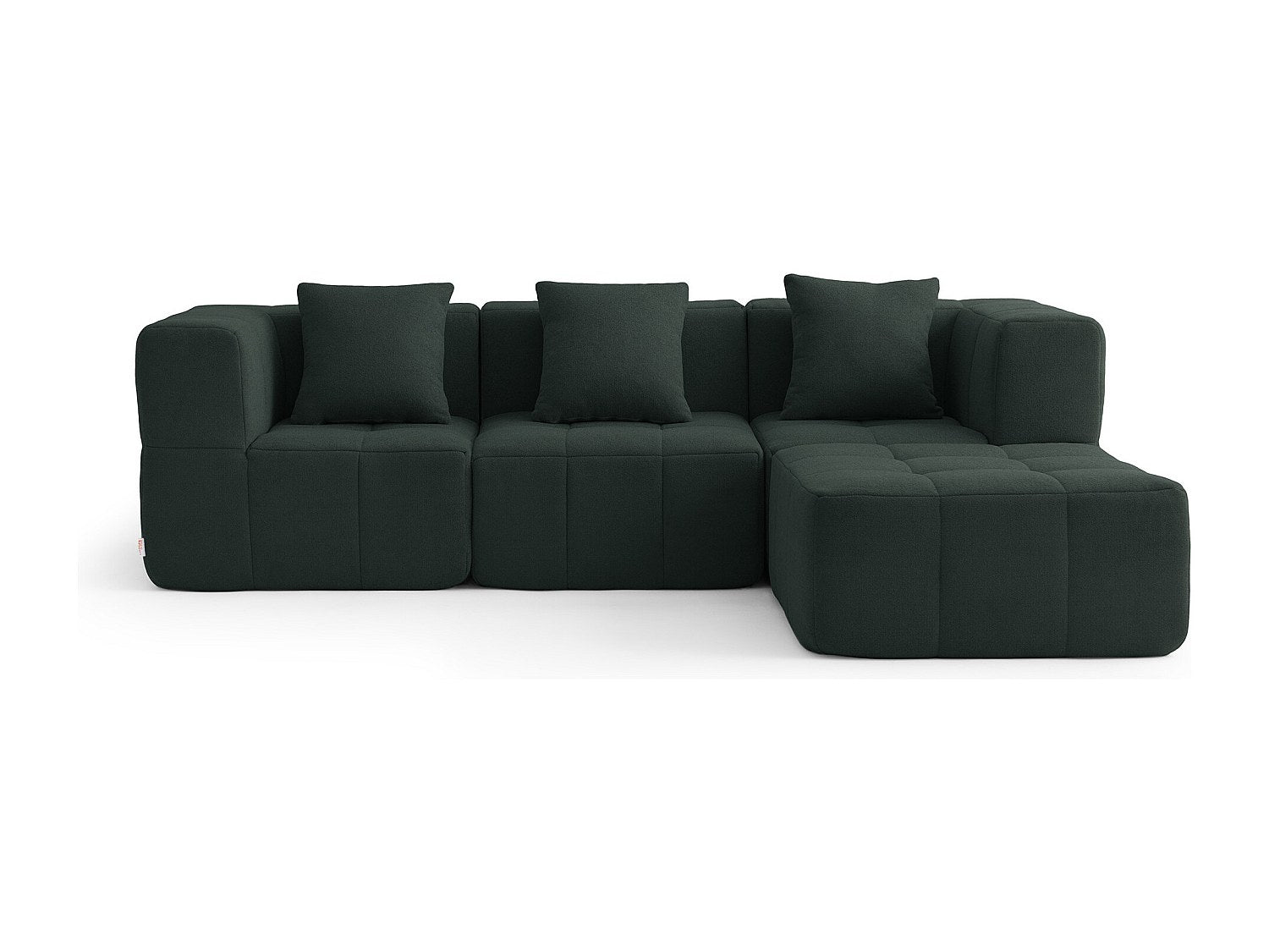 Méridienne pour canapé modulable 3 places vert tissu