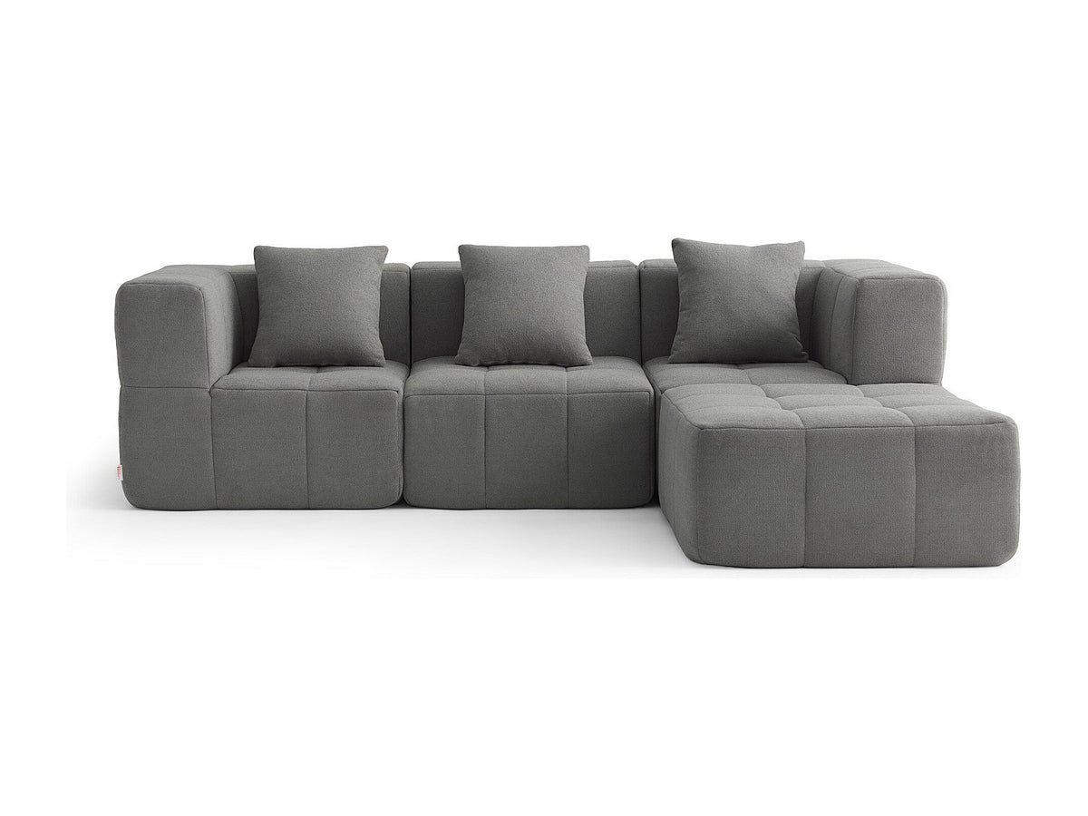 Méridienne pour canapé modulable 3 places gris tissu