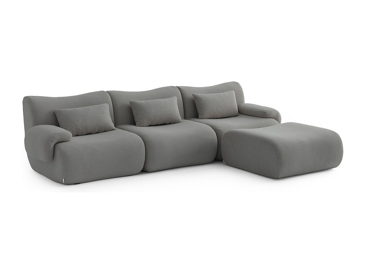 Méridienne pour canapé modulable 3 places gris tissu