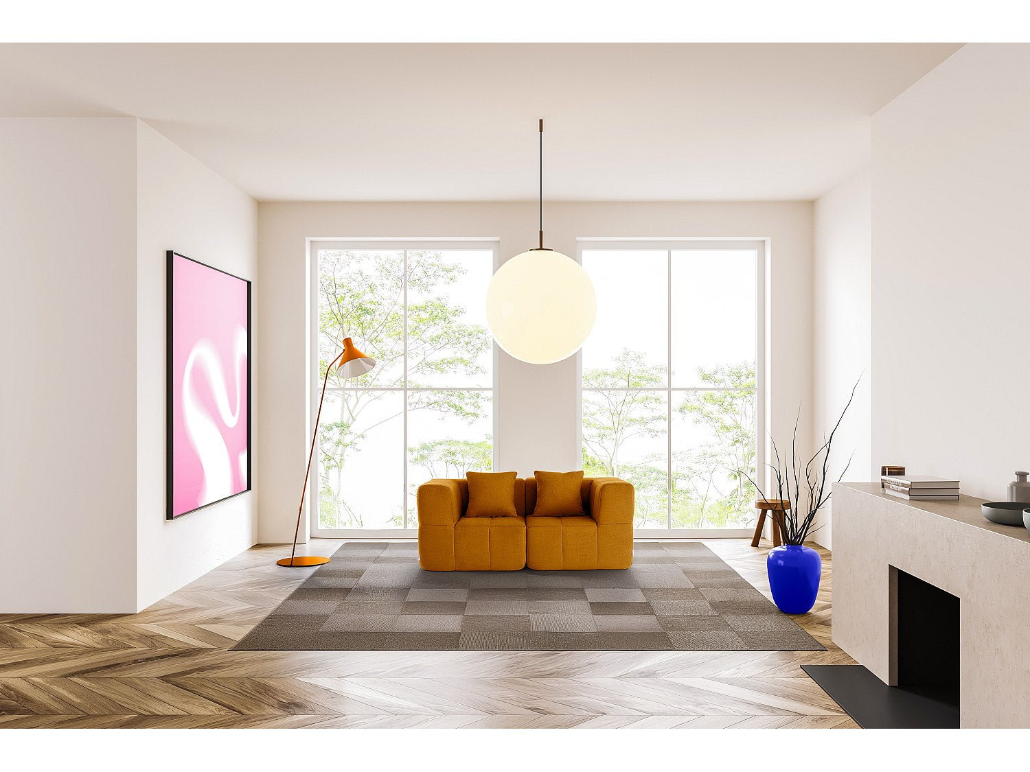 Canapé modulable 2 places marron tissu