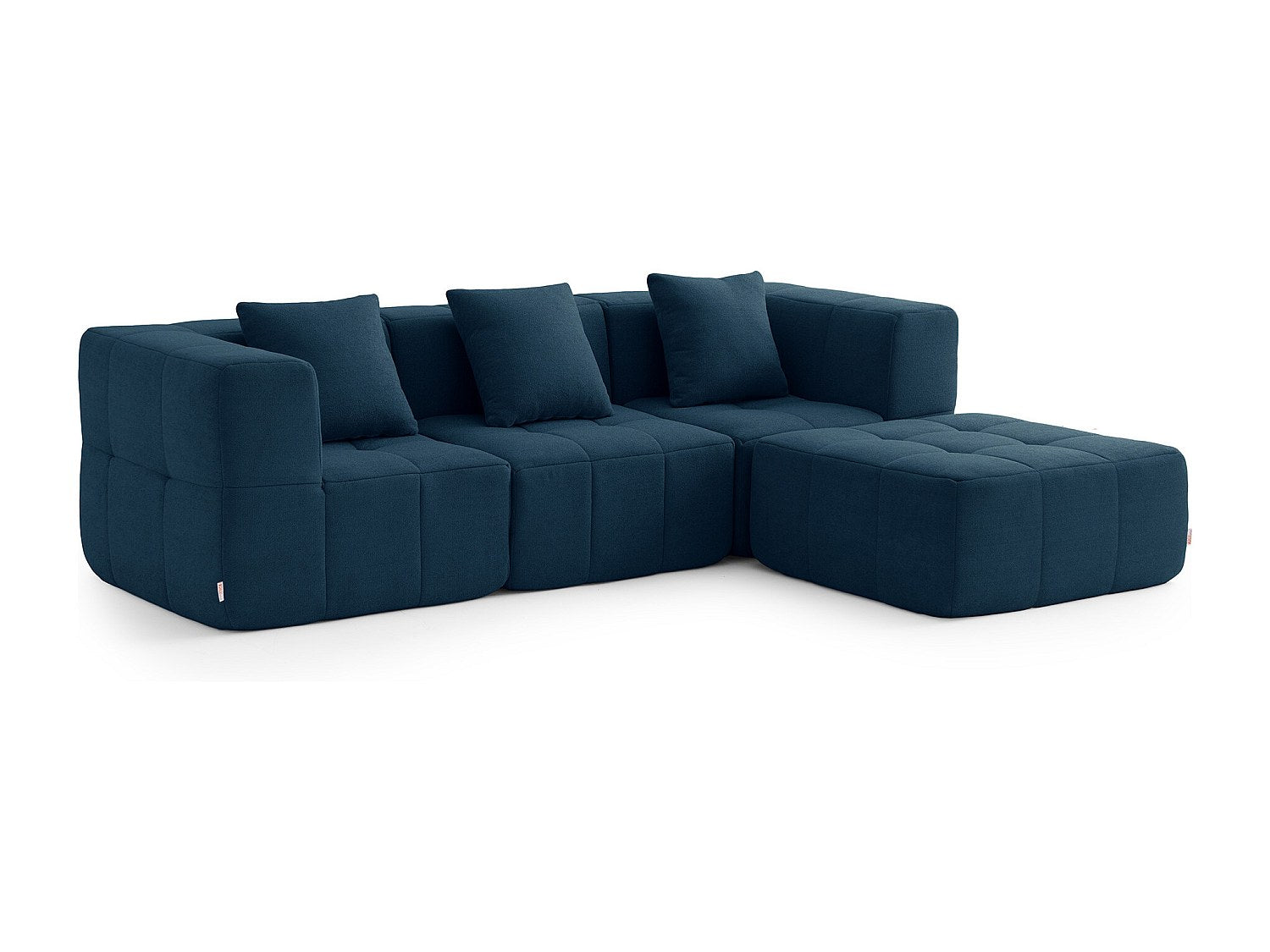 Méridienne pour canapé modulable 3 places bleu tissu