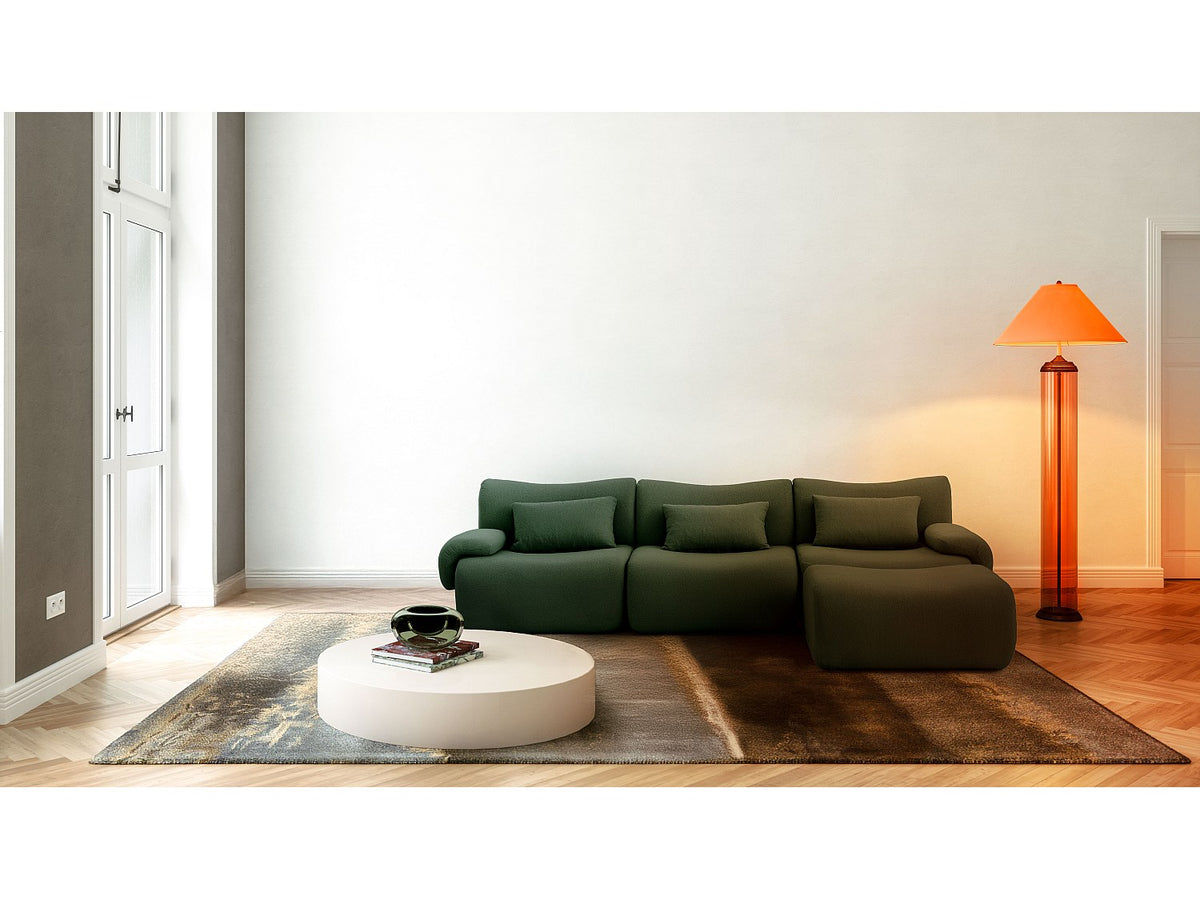 Méridienne pour canapé modulable 3 places vert tissu