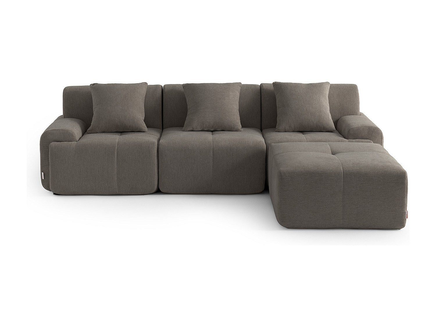 Méridienne pour canapé modulable 3 places marron tissu