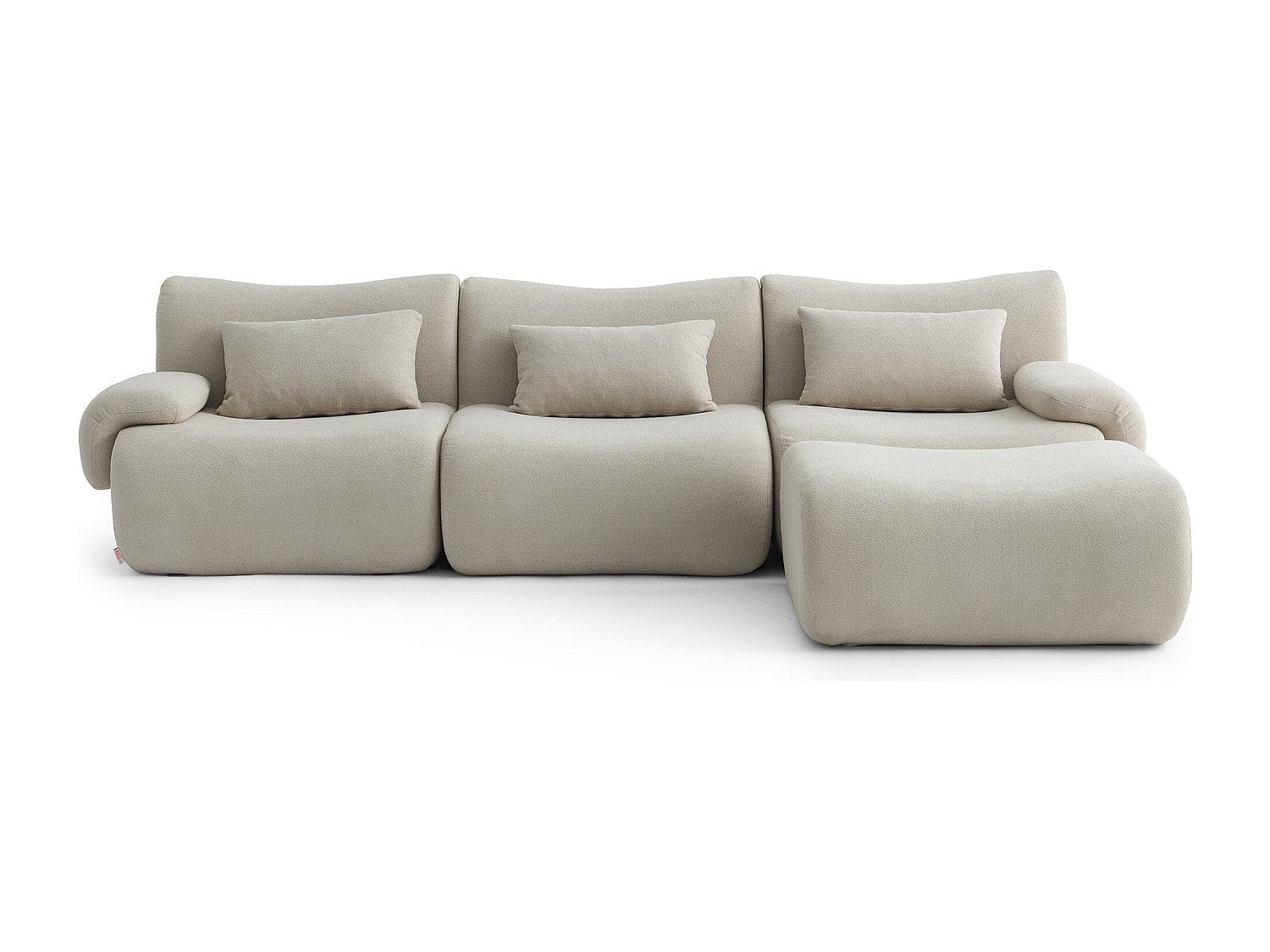 Méridienne pour canapé modulable 3 places beige tissu