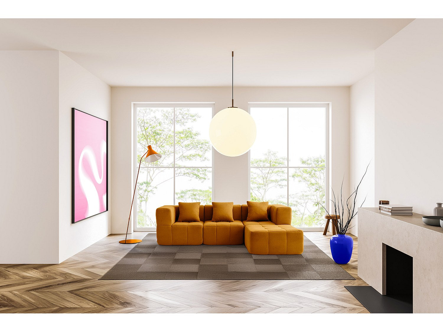 Méridienne pour canapé modulable 3 places marron tissu