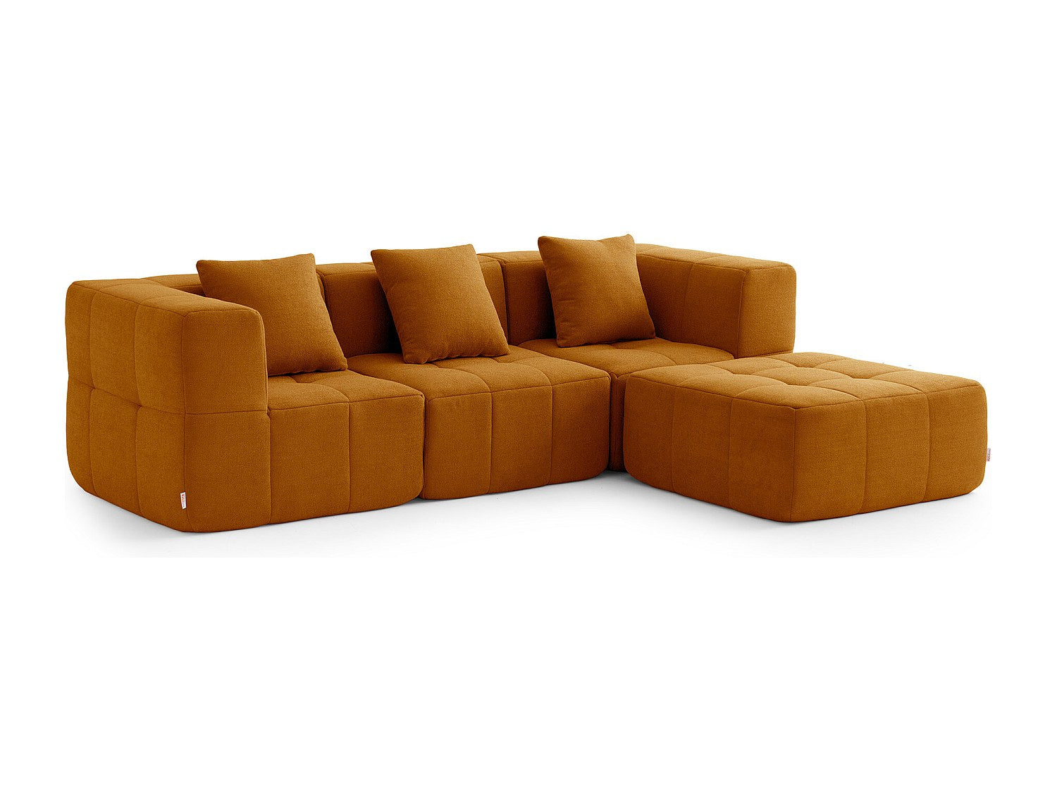 Méridienne pour canapé modulable 3 places marron tissu
