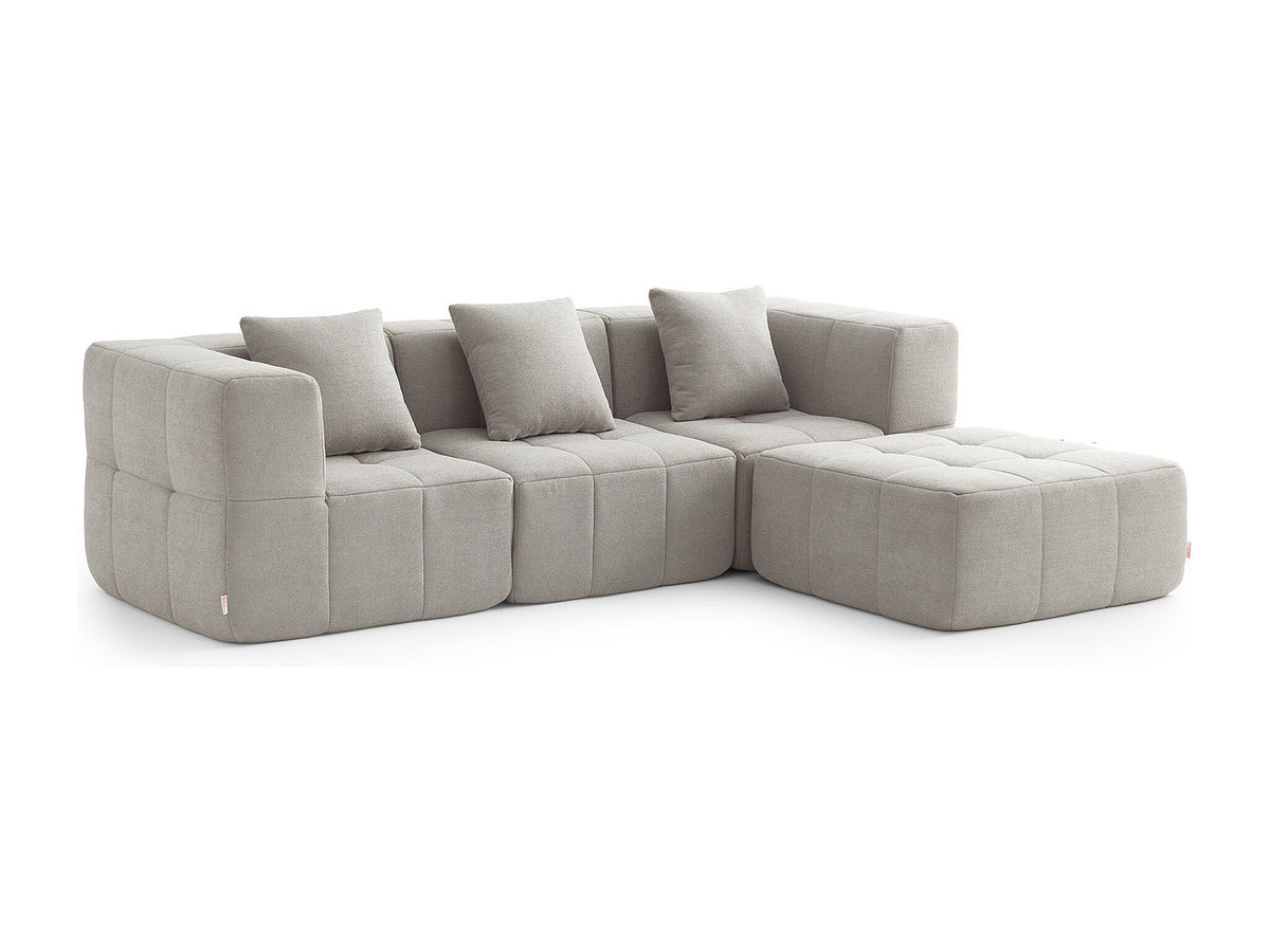 Méridienne pour canapé modulable 3 places beige tissu