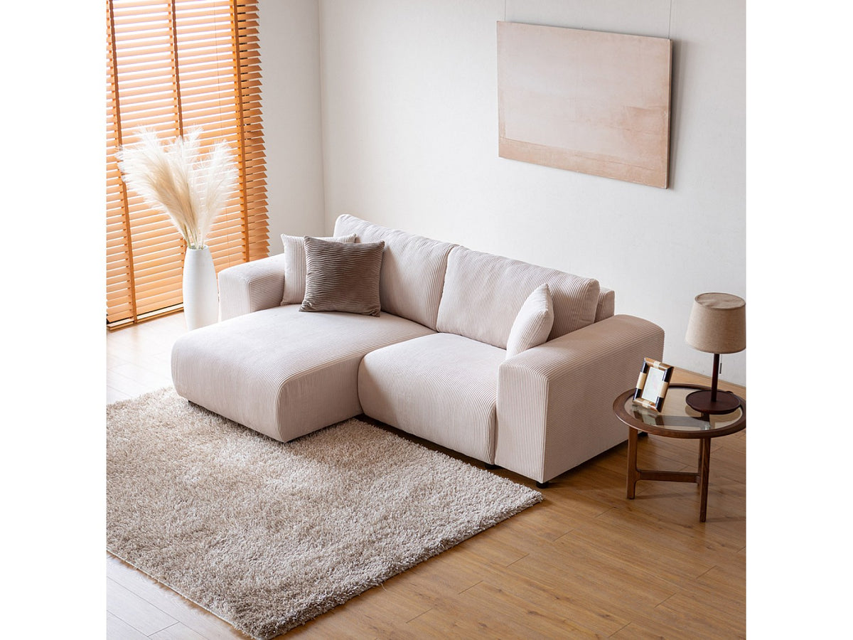 Angle pour canapé modulable 3 places beige velours