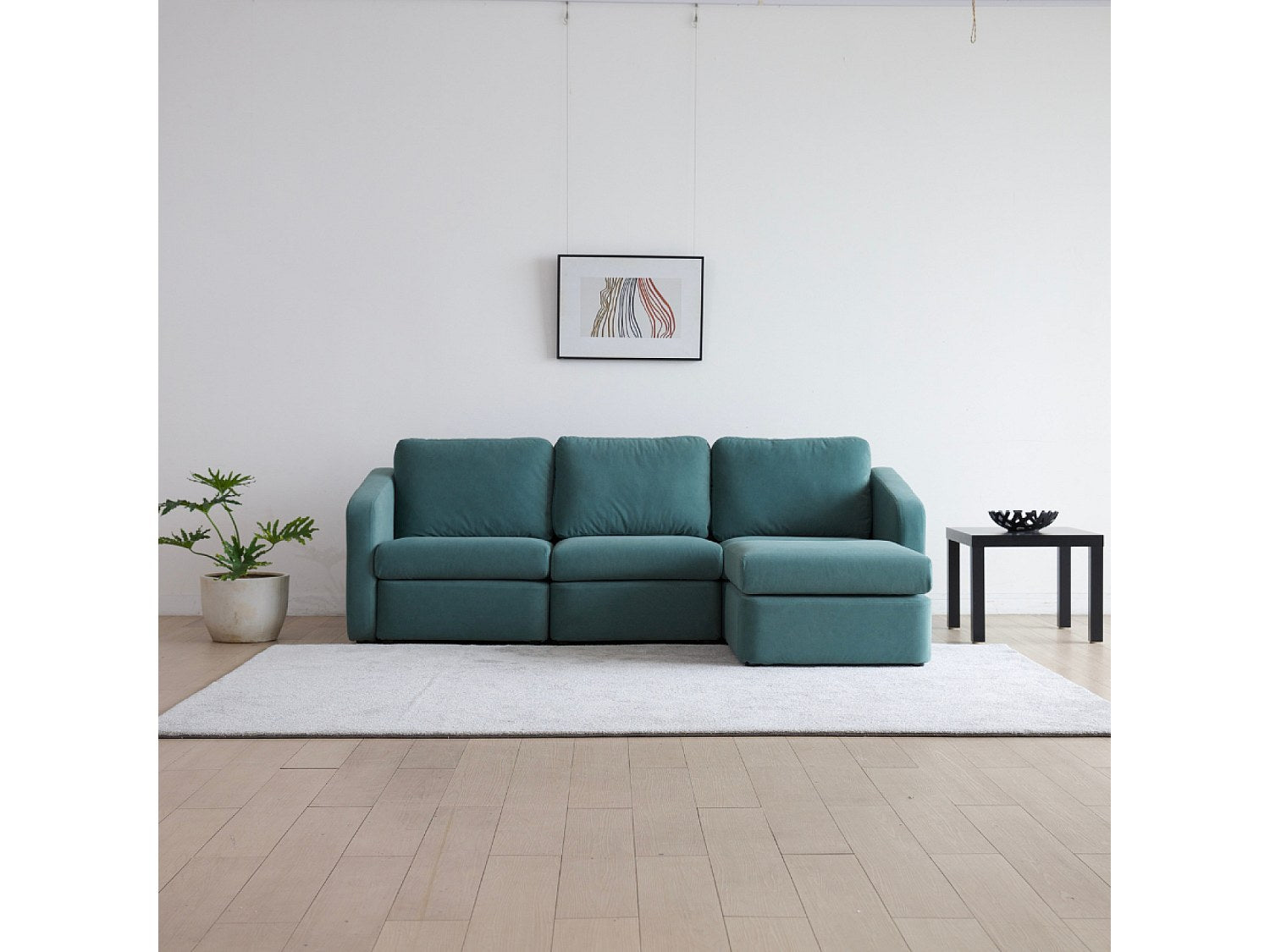 Pouf pour canapé modulable 3 places bleu