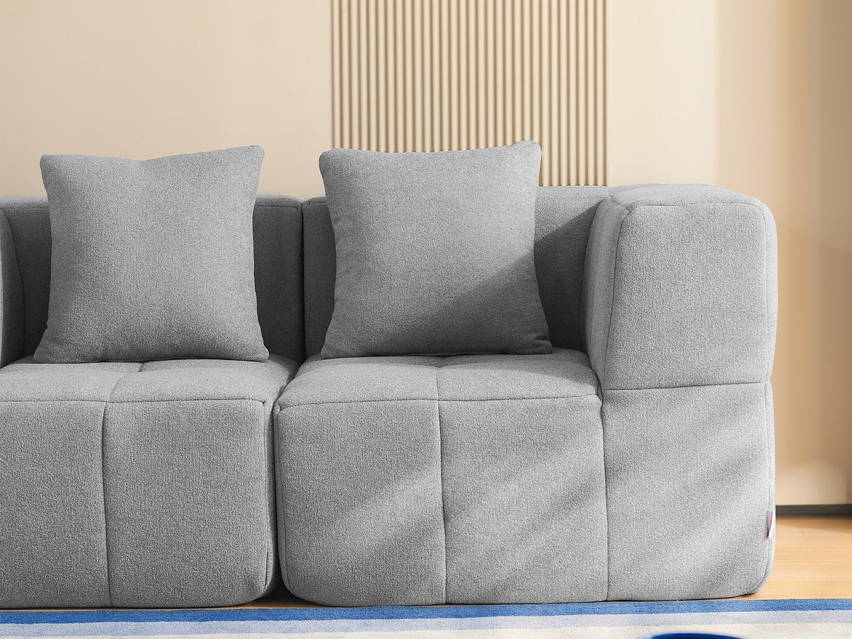 Canapé modulable 4 places gris tissu