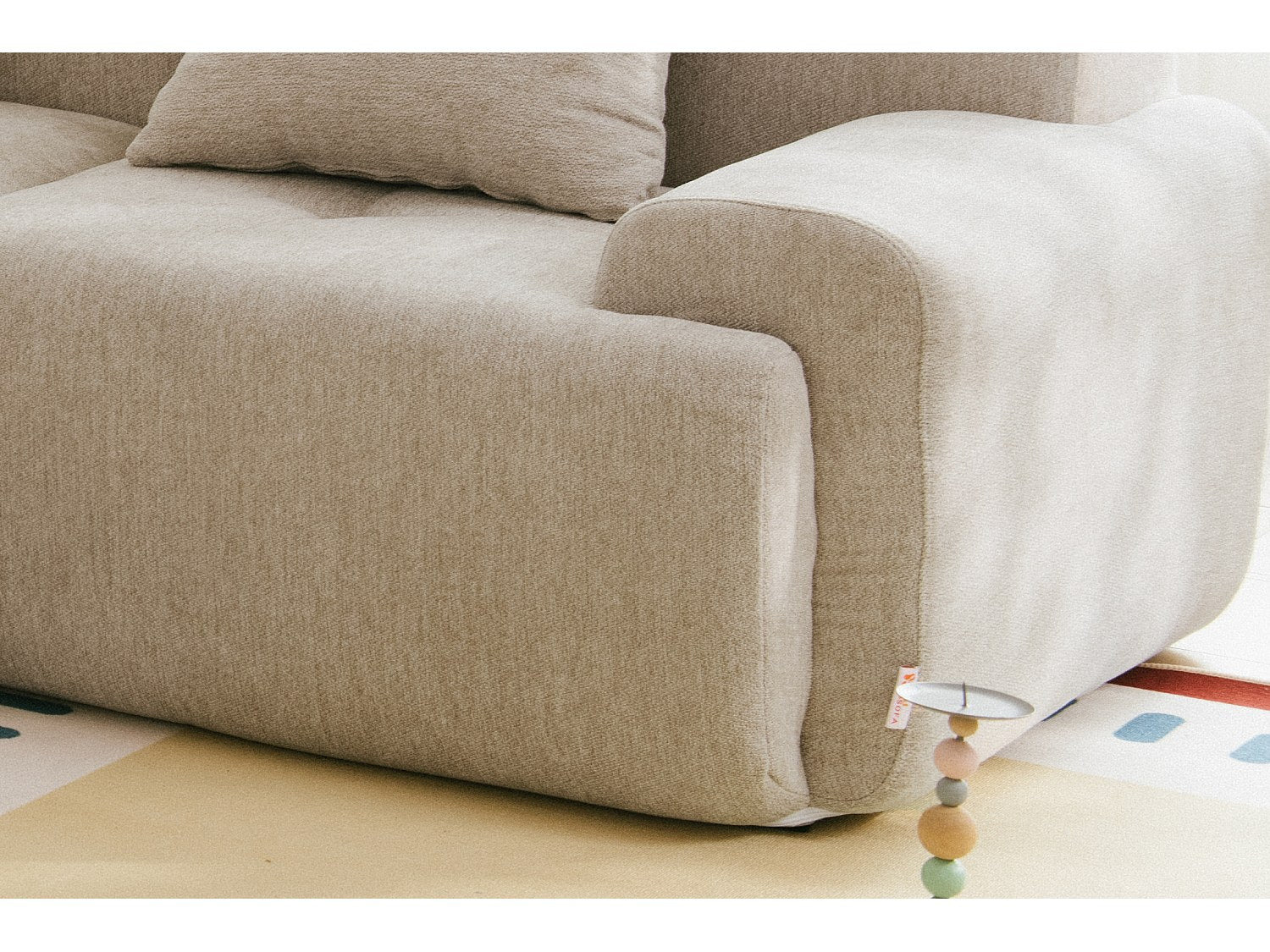 Canapé modulable 3 places beige tissu