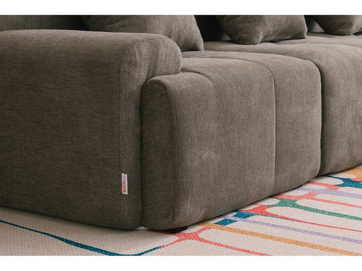 Canapé modulable 3 places marron tissu