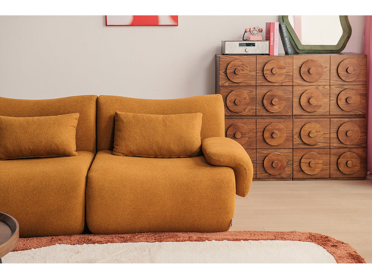 Canapé modulable 2 places marron tissu