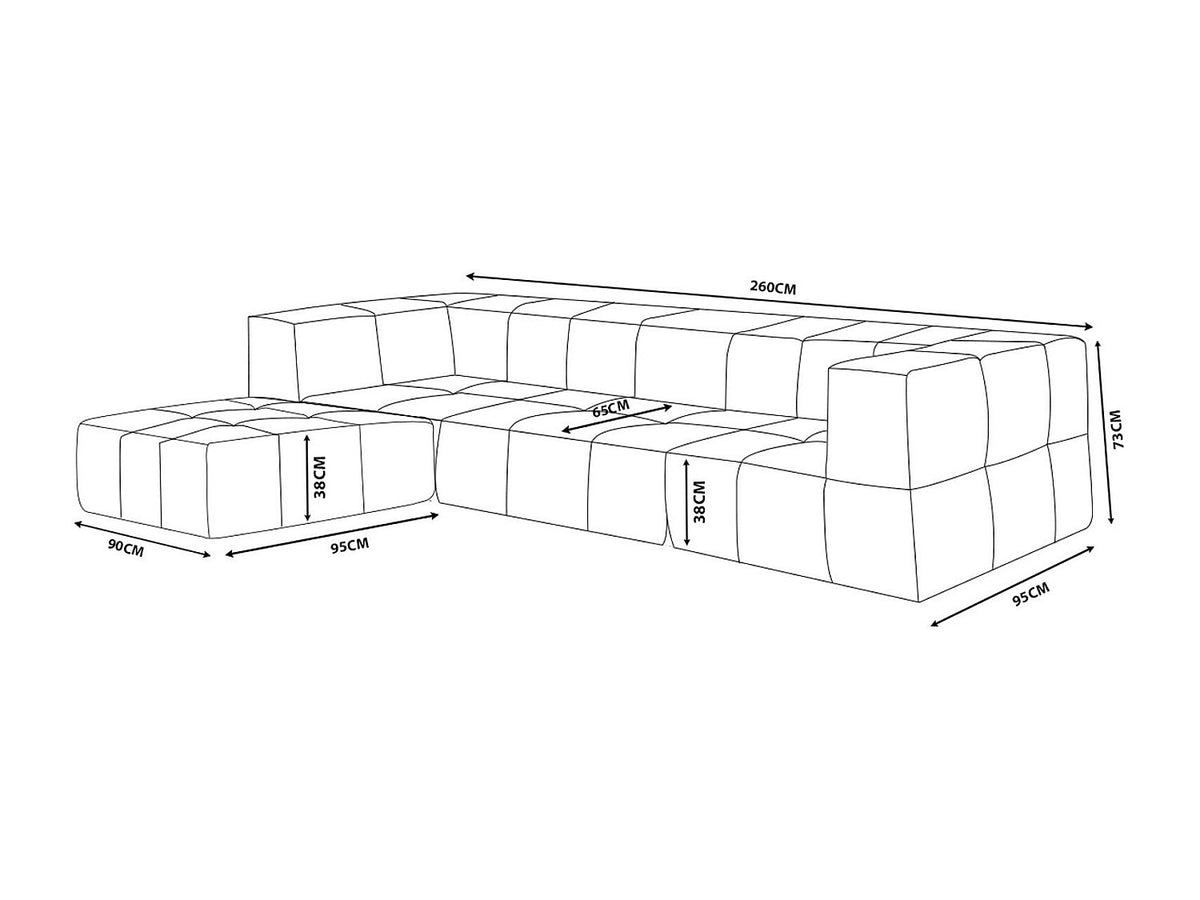 Méridienne pour canapé modulable 3 places beige tissu
