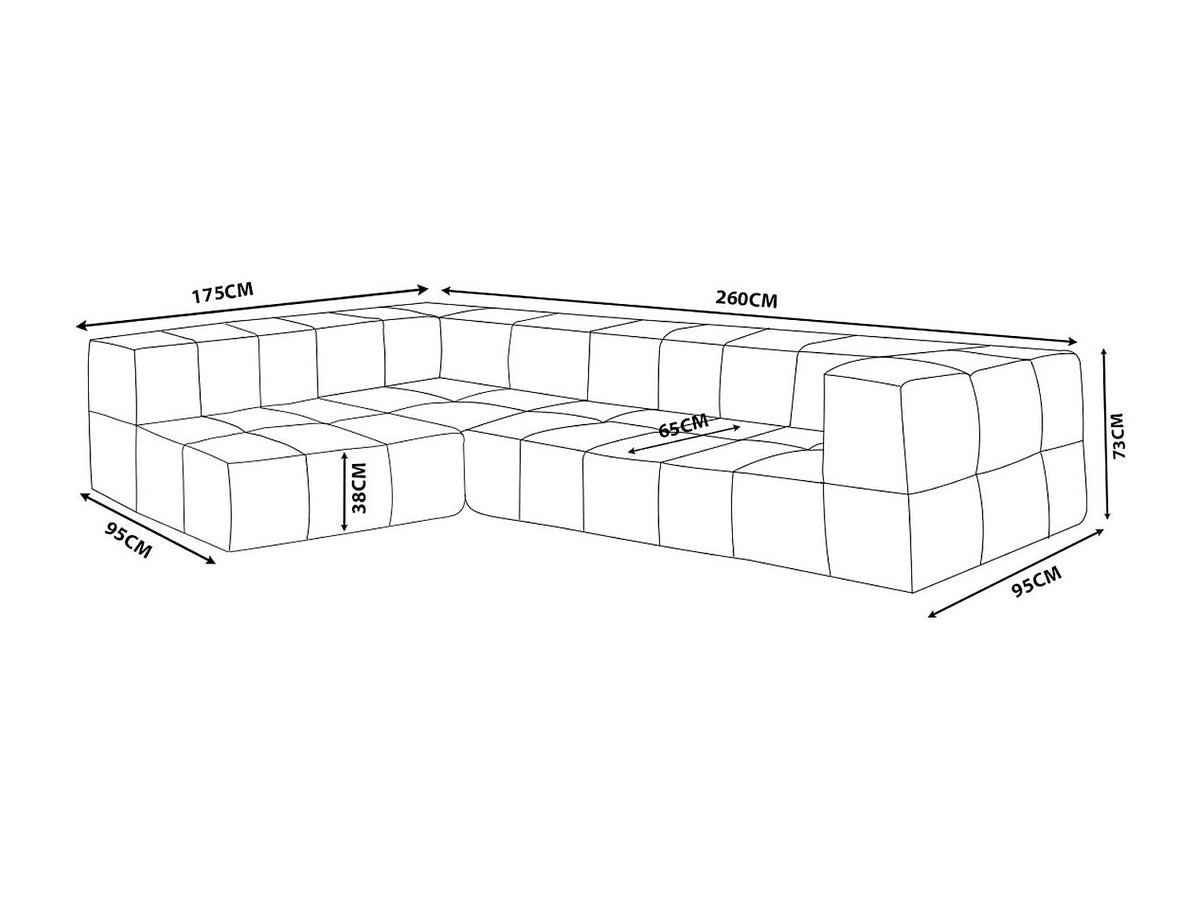 Canapé modulable 4 places gris tissu