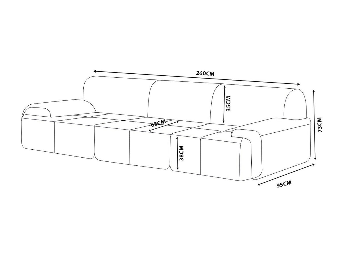 Canapé modulable 3 places marron tissu