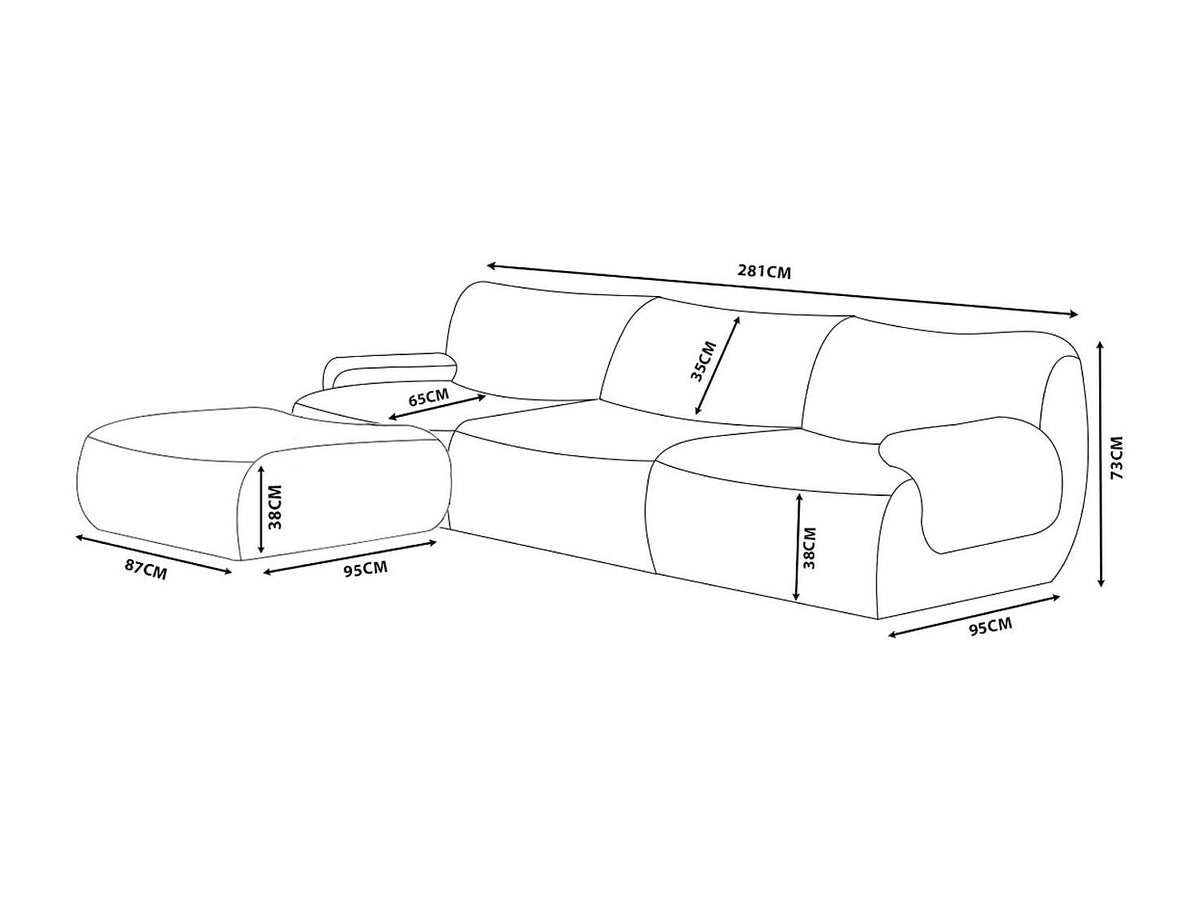 Méridienne pour canapé modulable 3 places marron tissu