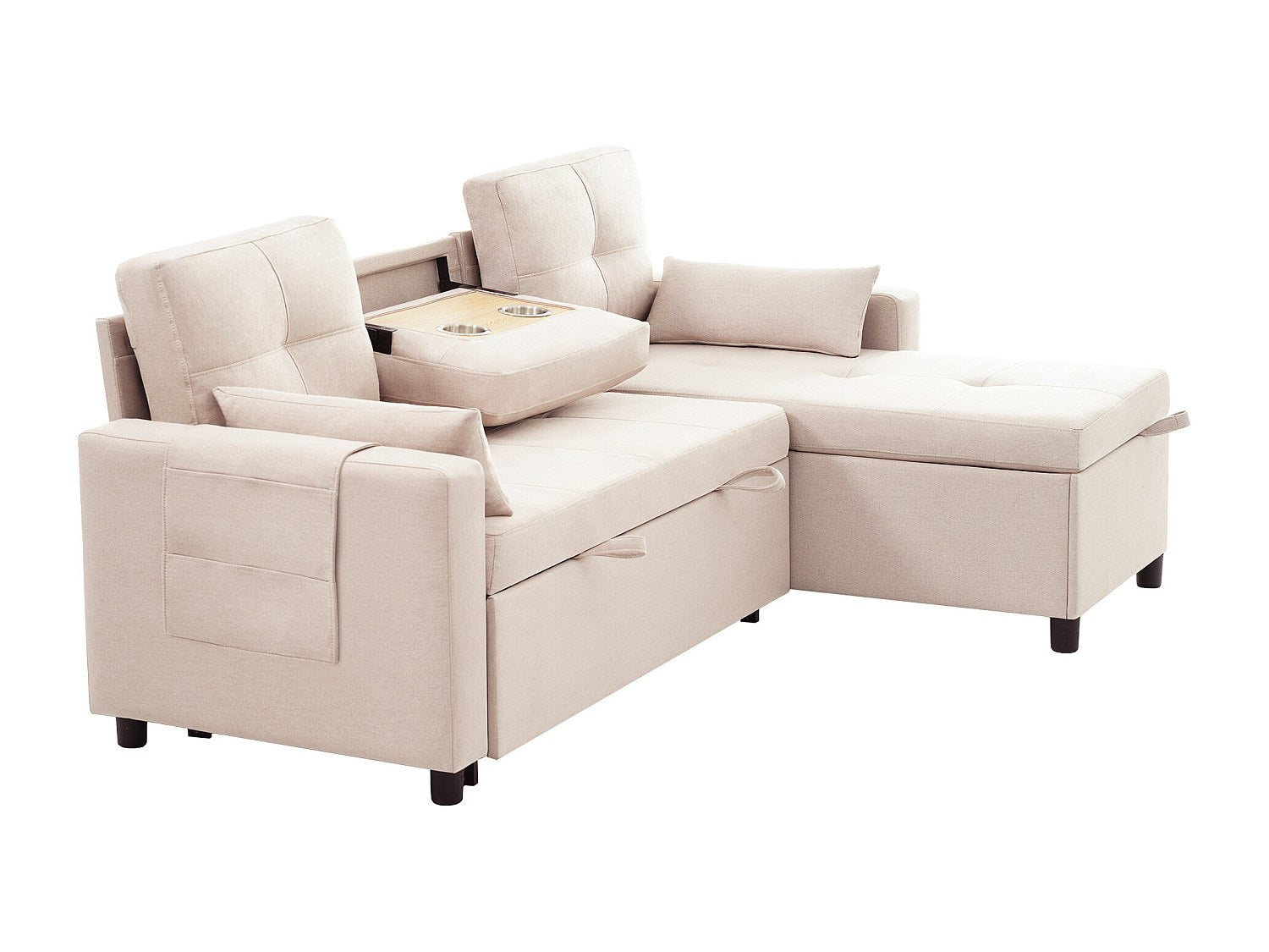 Canapé modulable convertible beige tissu