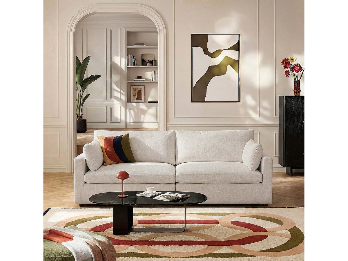 Canapé modulable 3 places beige tissu