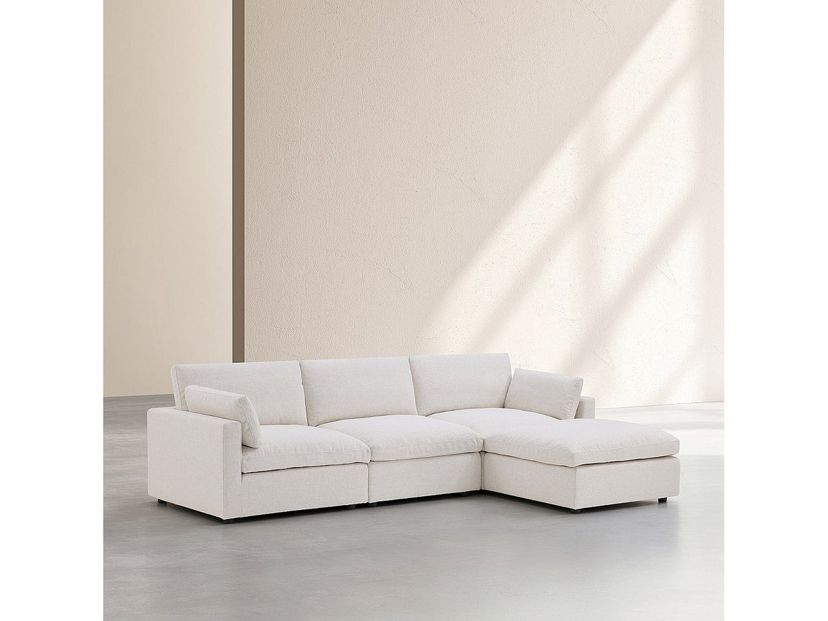 Canapé modulable 4 places beige tissu