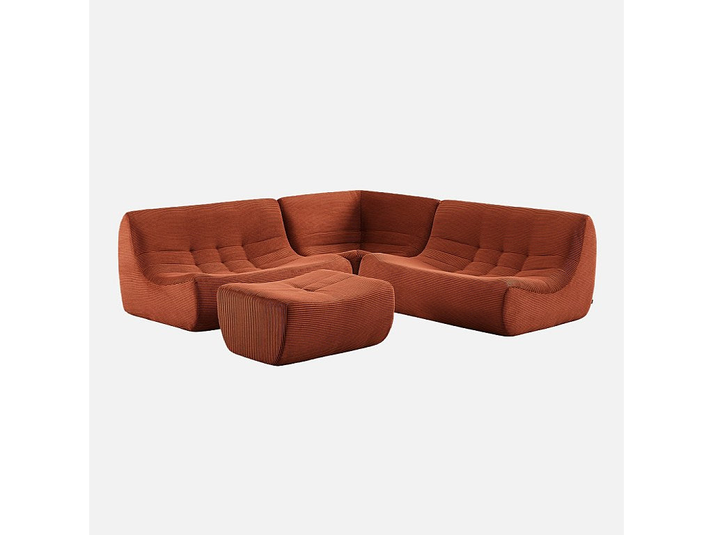 Angle pour canapé modulable 5 places orange velours