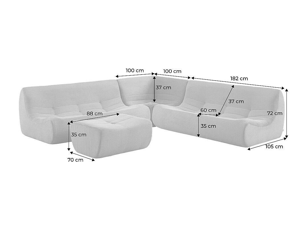 Angle pour canapé modulable 7 places beige velours