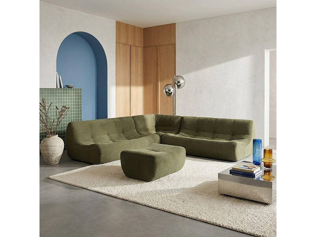 Angle pour canapé modulable 7 places vert velours