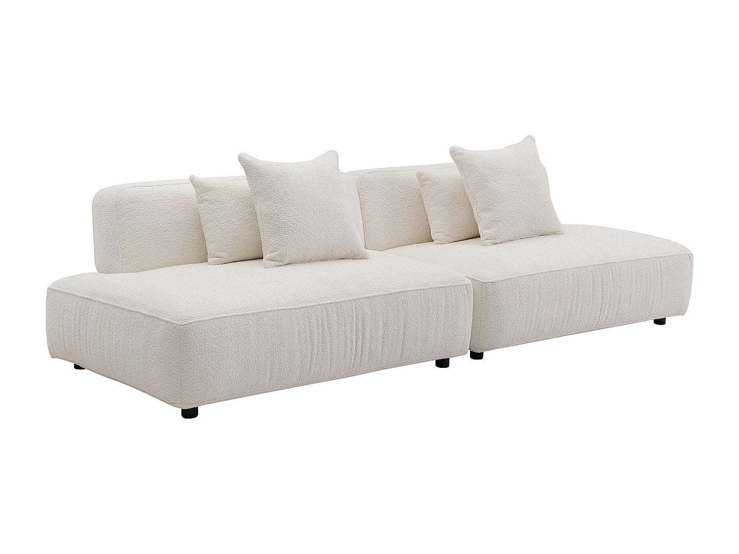Canapé modulable 5 places blanc tissu