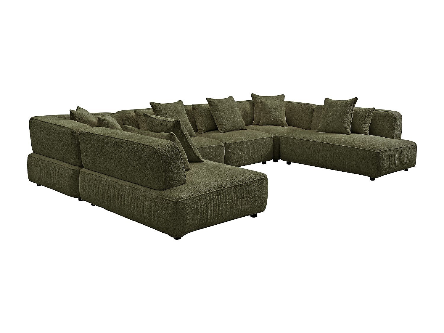 Canapé modulable panoramique vert tissu