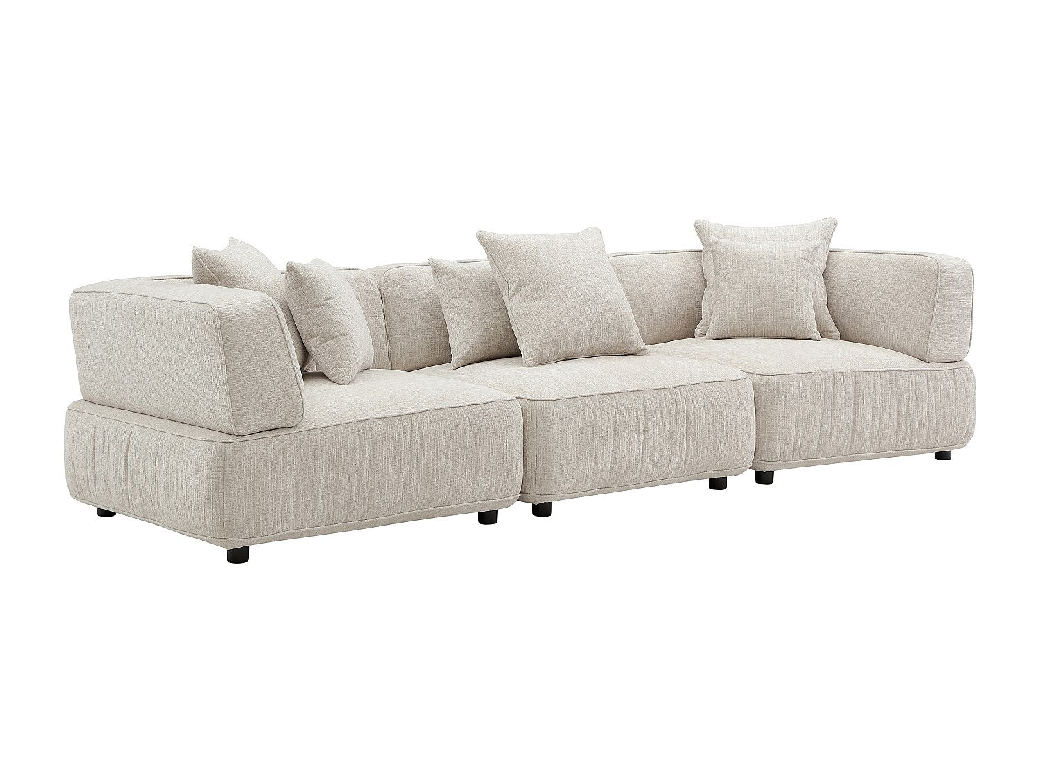 Canapé modulable 4 places beige tissu