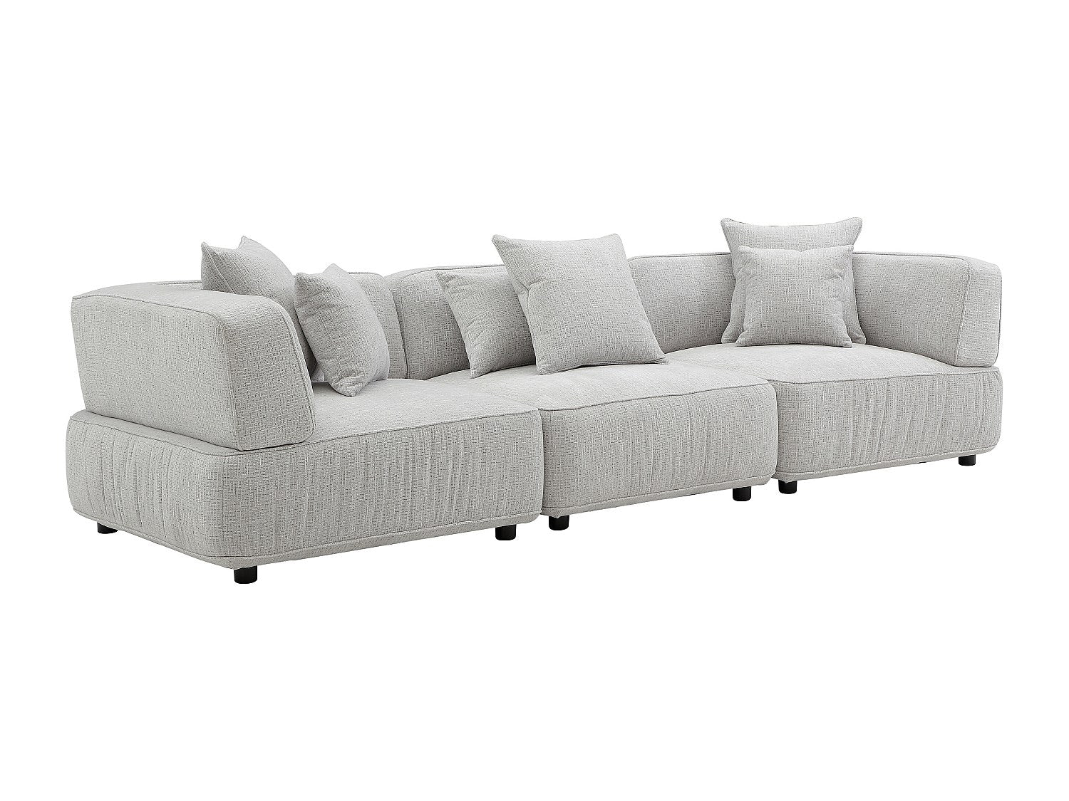 Canapé modulable 4 places gris tissu