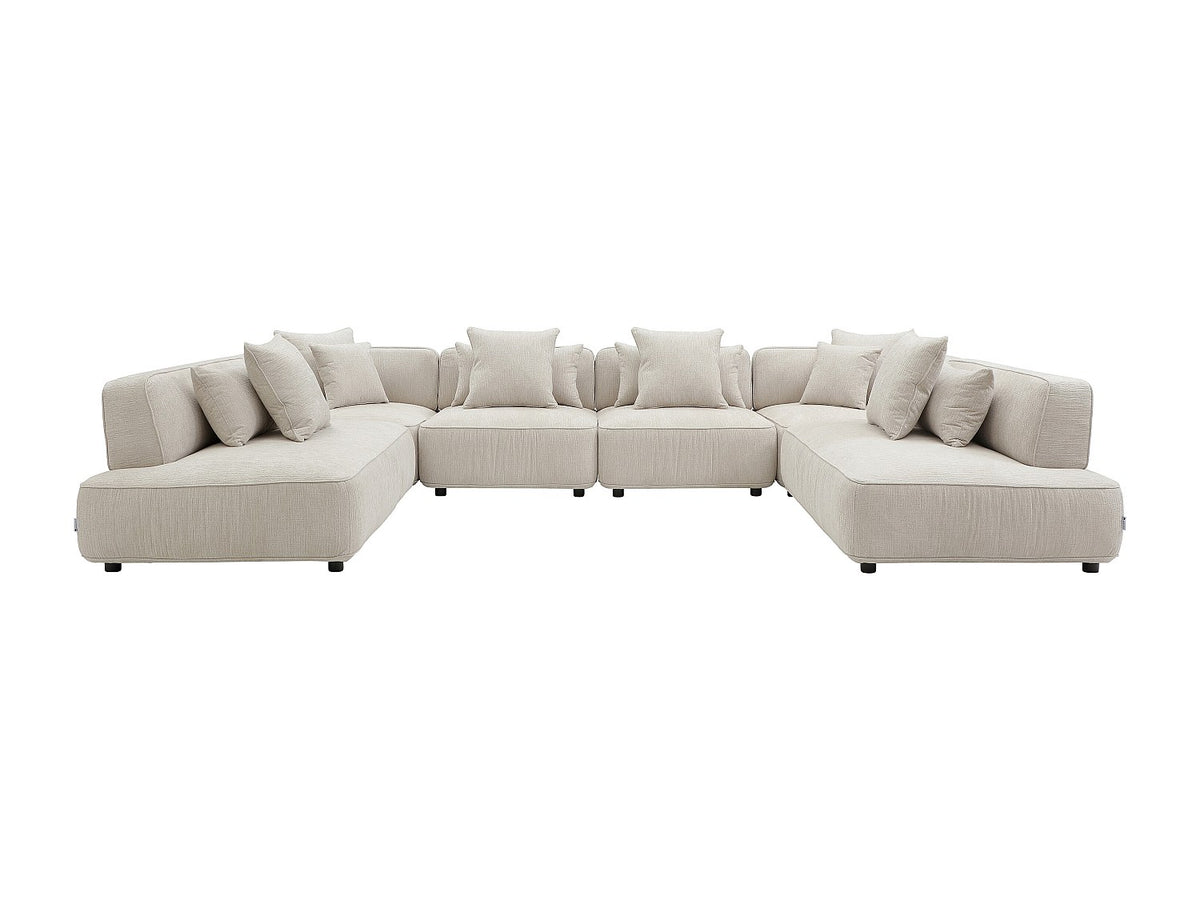 Canapé modulable panoramique beige tissu