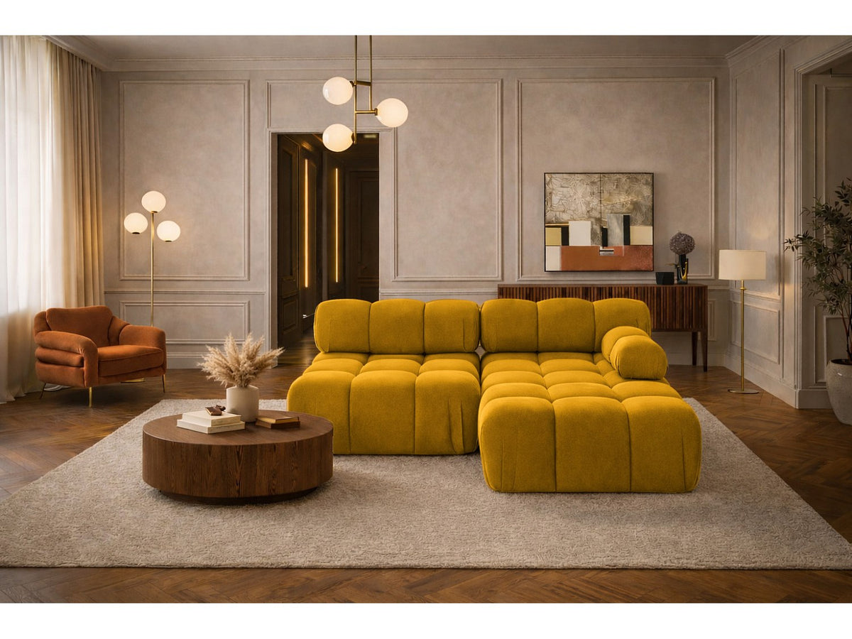 Canapé modulable jaune tissu