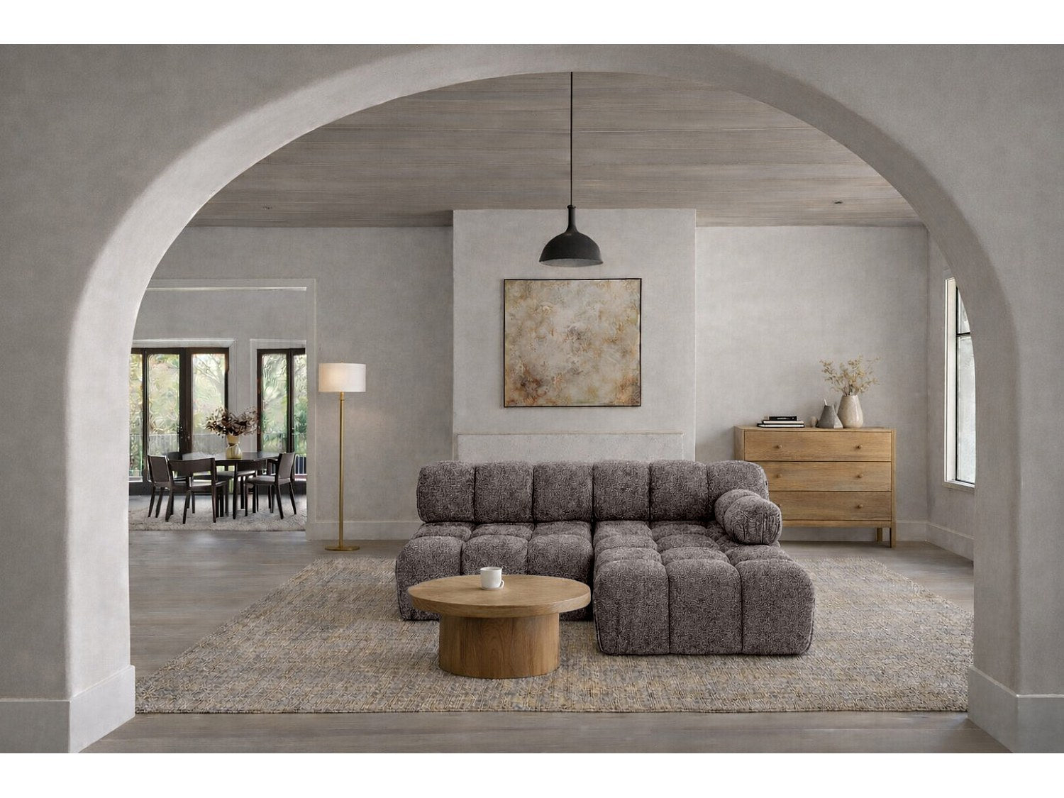 Canapé modulable marron tissu