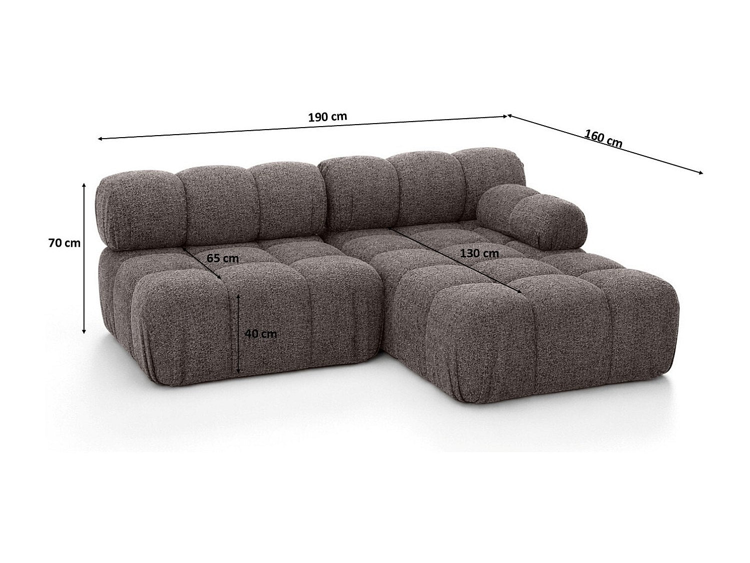 Canapé modulable marron tissu
