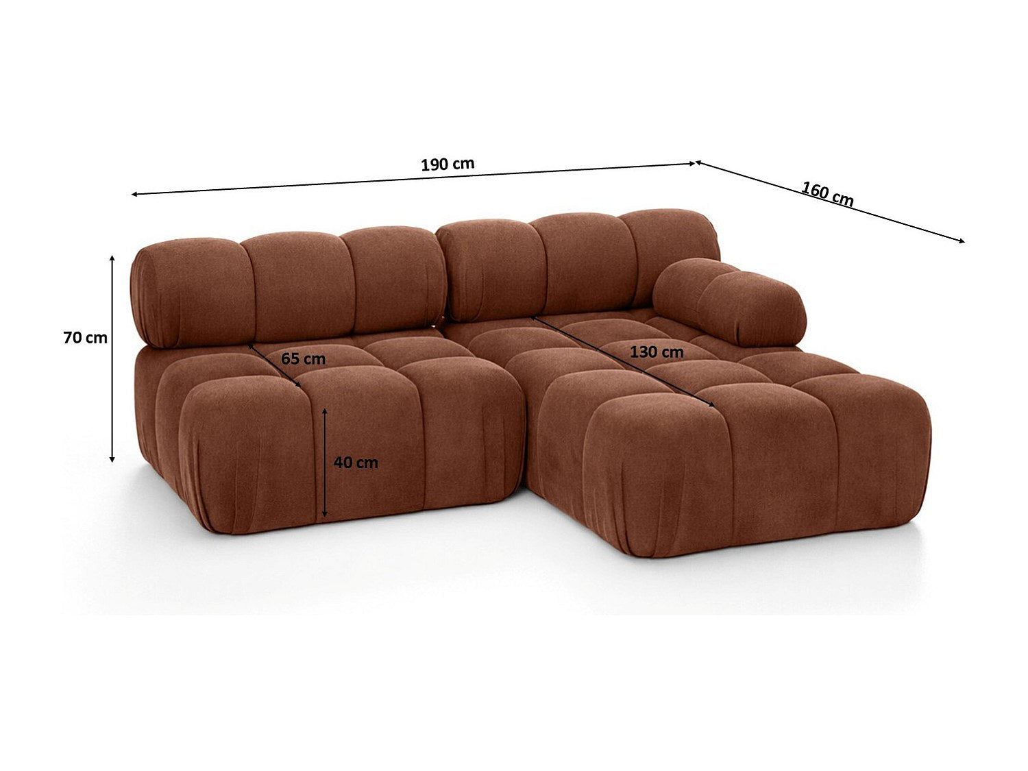 Canapé modulable marron tissu