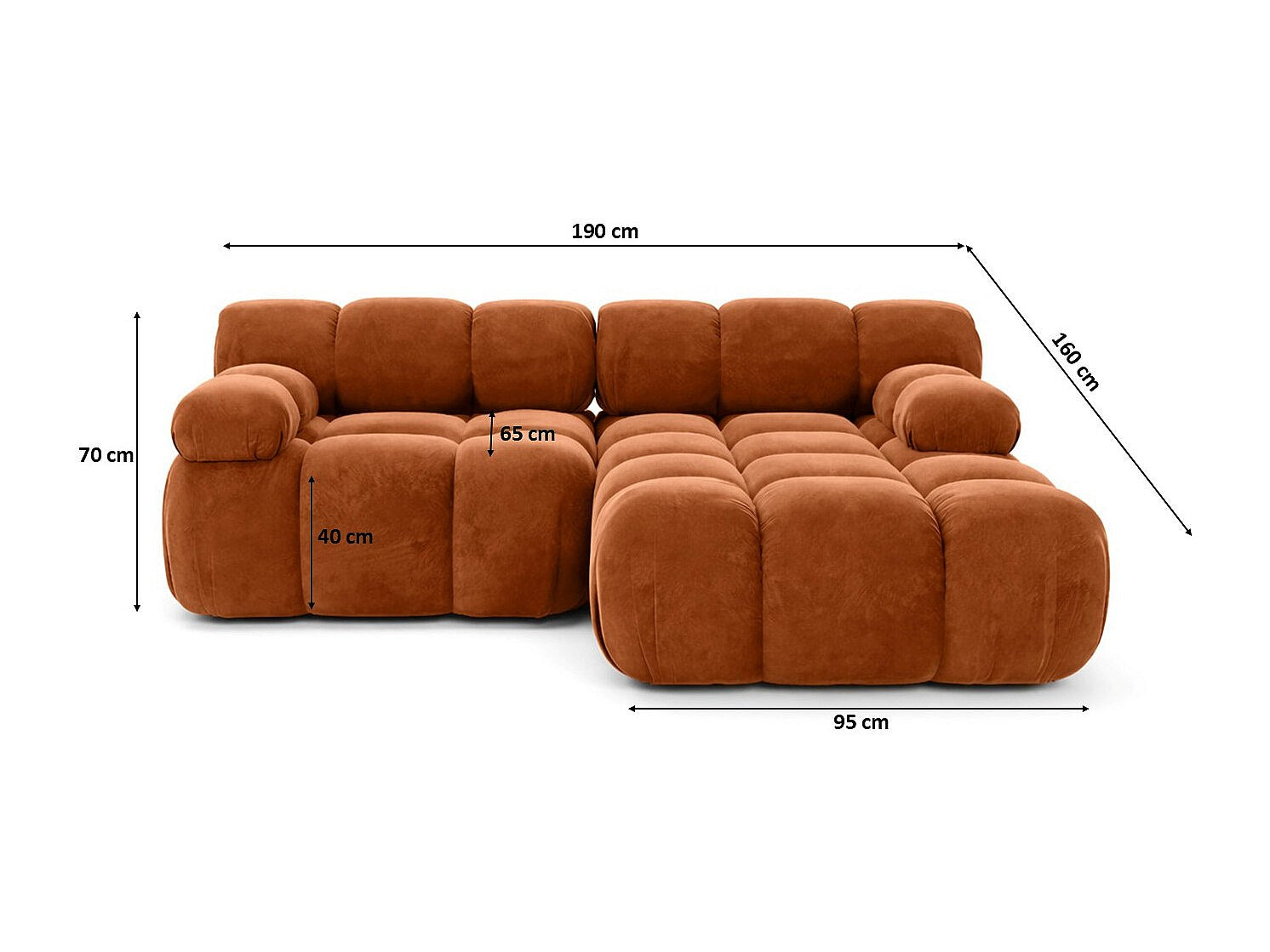 Canapé modulable marron tissu