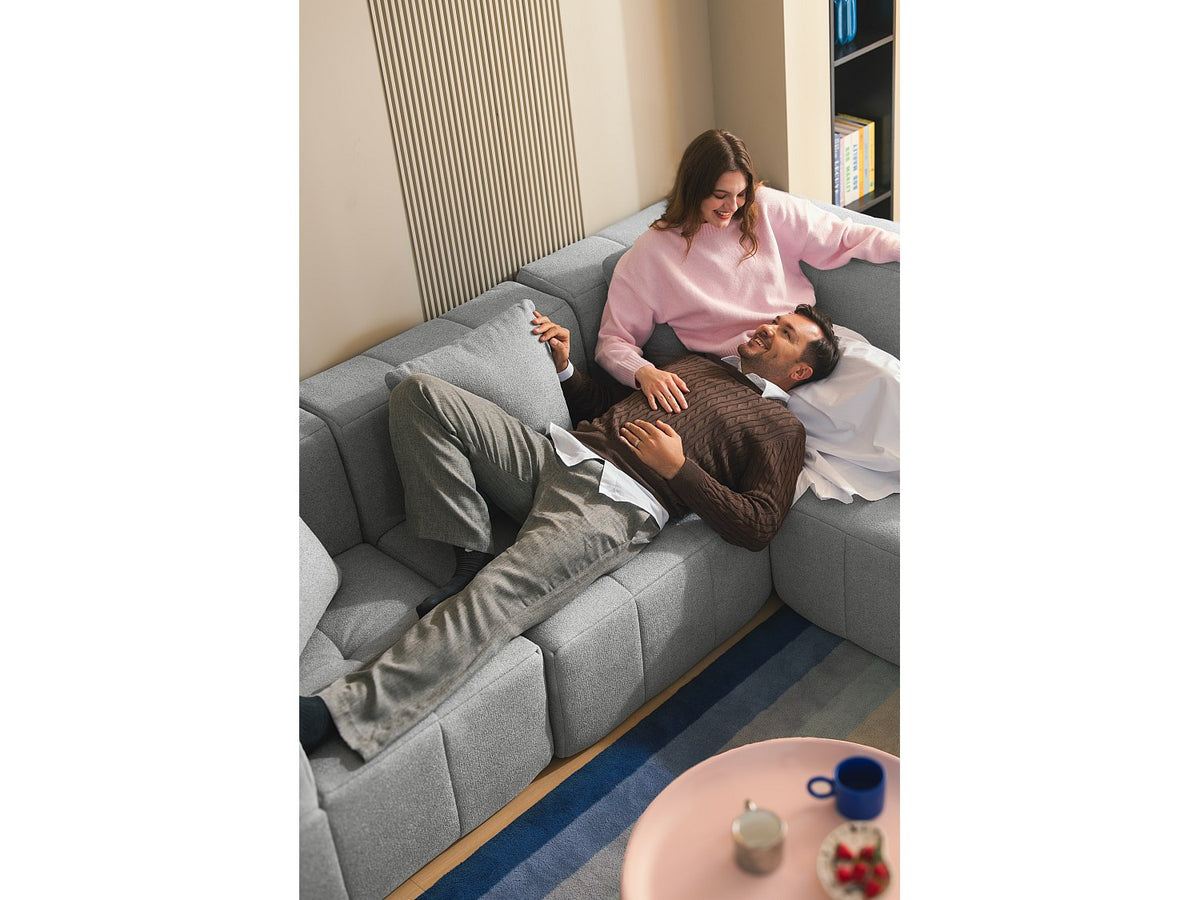 Méridienne pour canapé modulable 3 places gris tissu