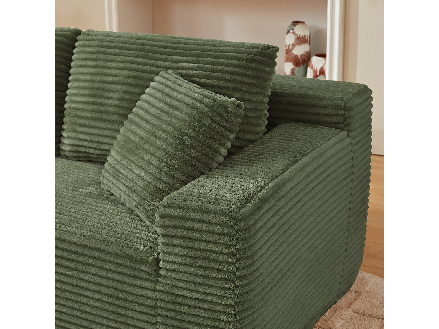 Canapé modulable 3 places vert tissu
