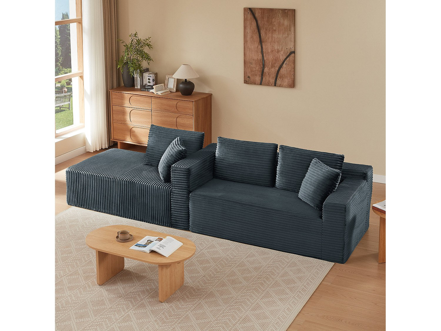 Angle pour canapé modulable 3 places gris velours