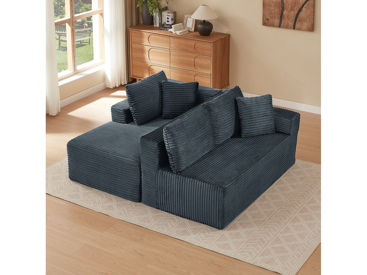 Angle pour canapé modulable 3 places gris velours