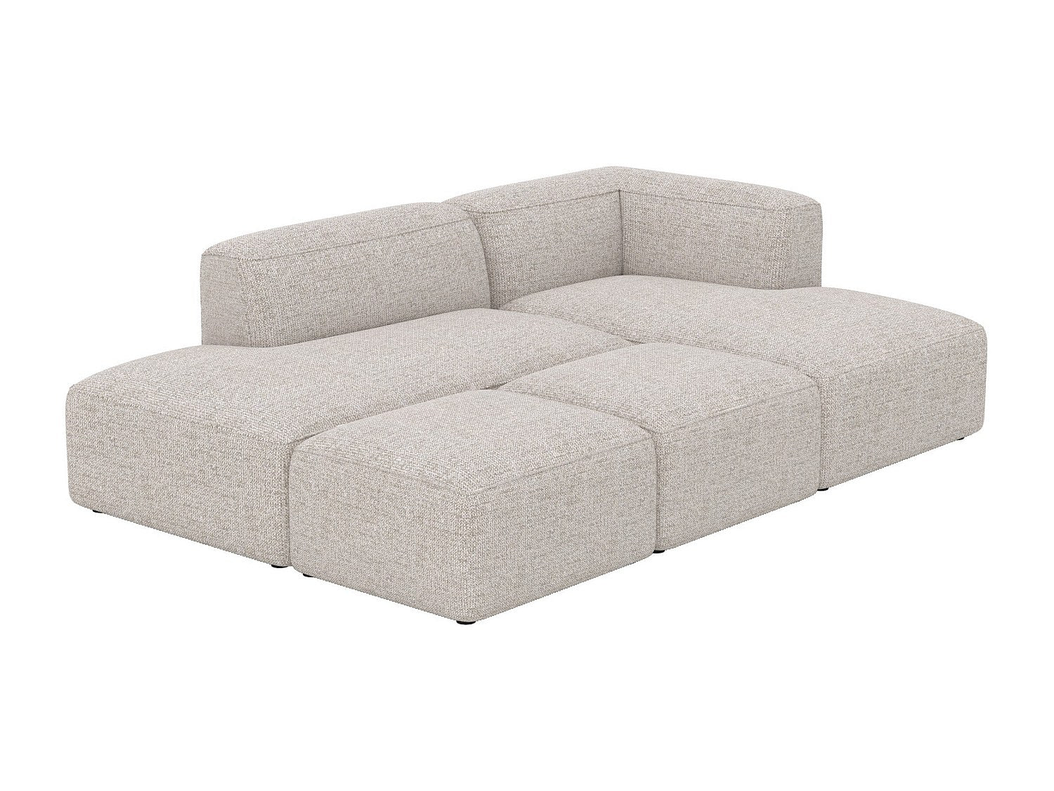 Pouf pour canapé modulable 4 places beige tissu - Hestia