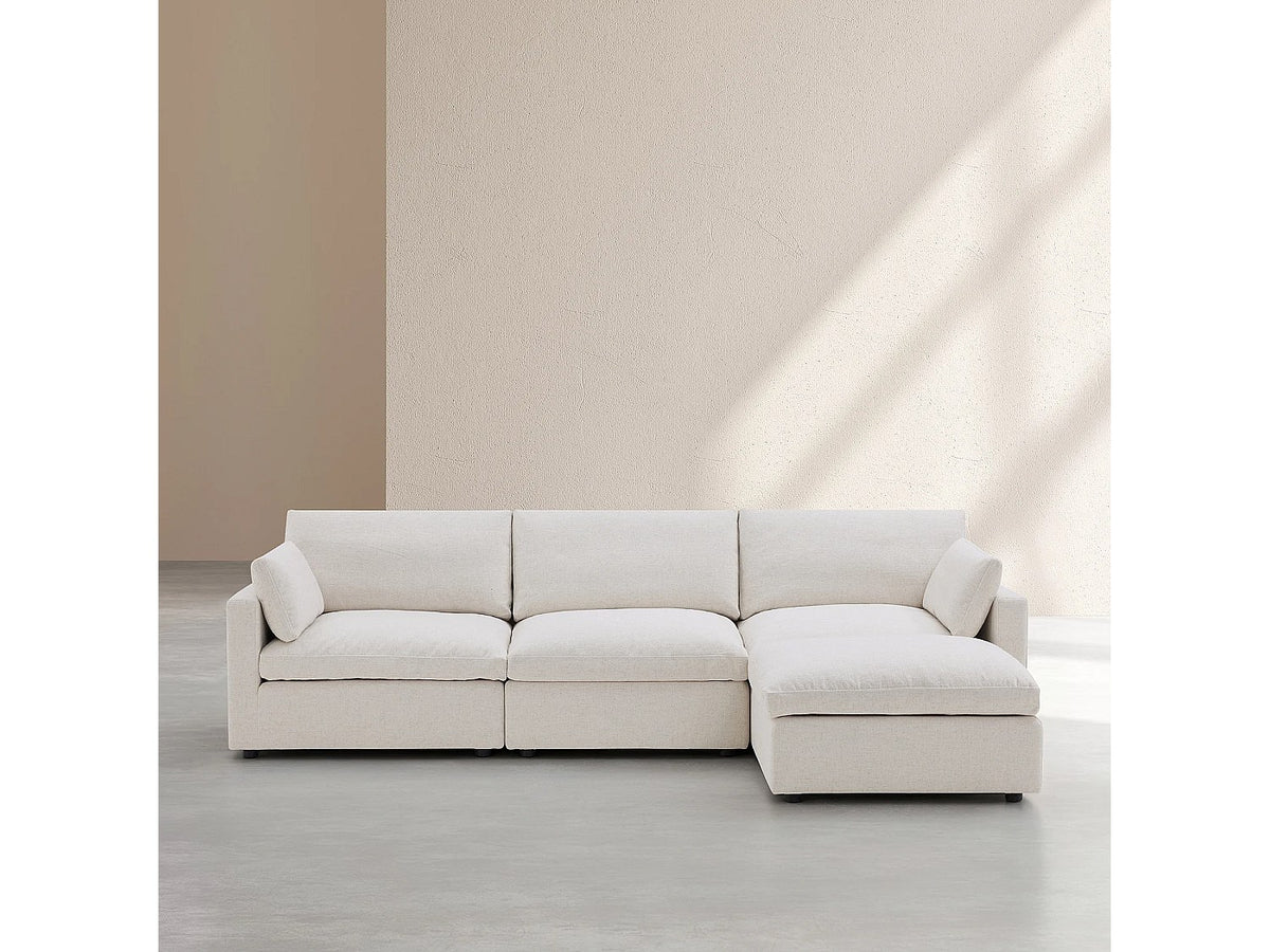 Canapé modulable 4 places beige tissu