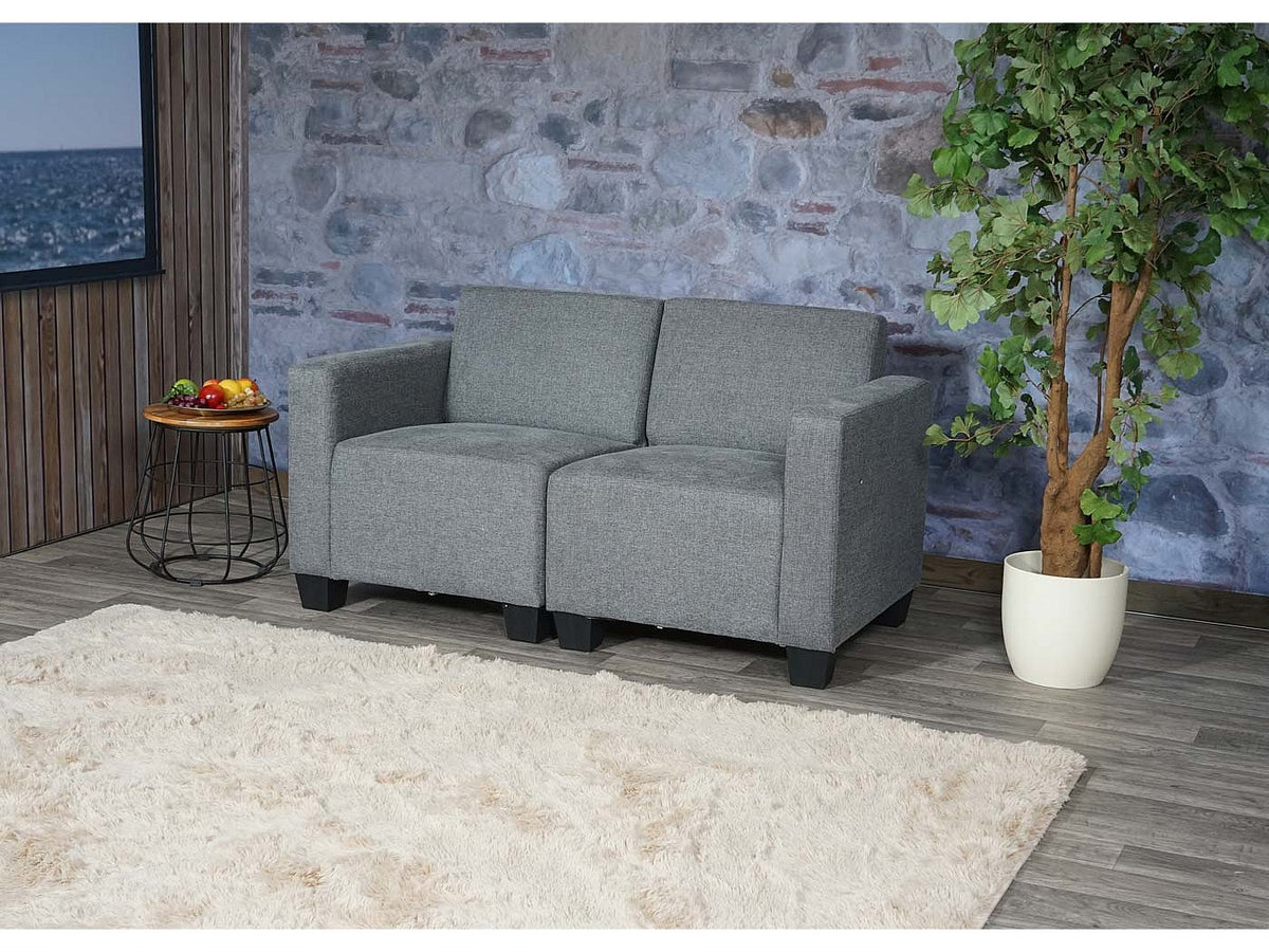 Canapé modulable 2 places gris tissu