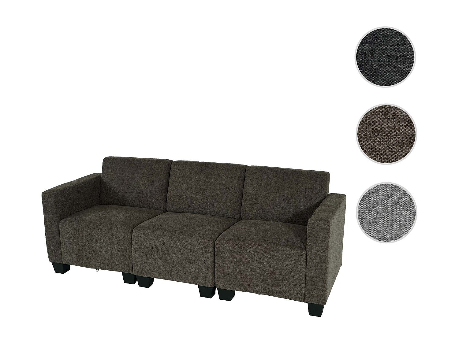Canapé modulable 3 places marron tissu