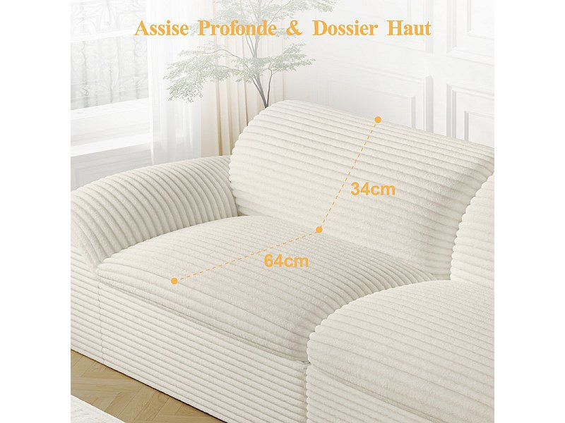 Canapé modulable 4 places beige velours