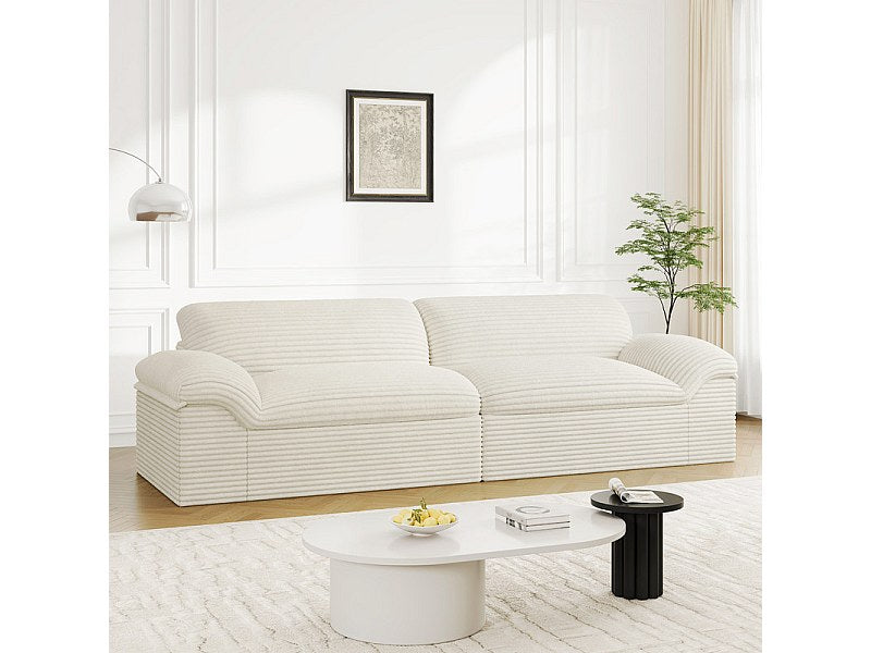 Canapé modulable 4 places beige velours