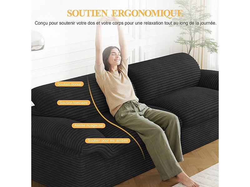 Canapé modulable 4 places noir velours